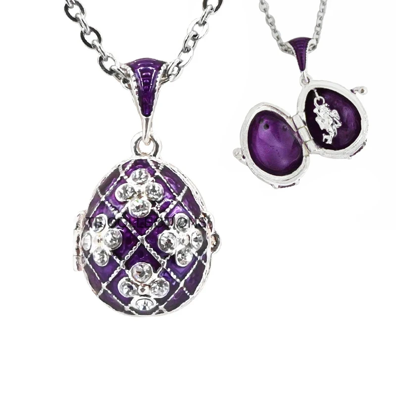 YAFFIL 2025 New Enamel Handmade Brass Vintage Egg Crystal Necklace That Can Be Opened As A Gift For A Woman Or Child 4