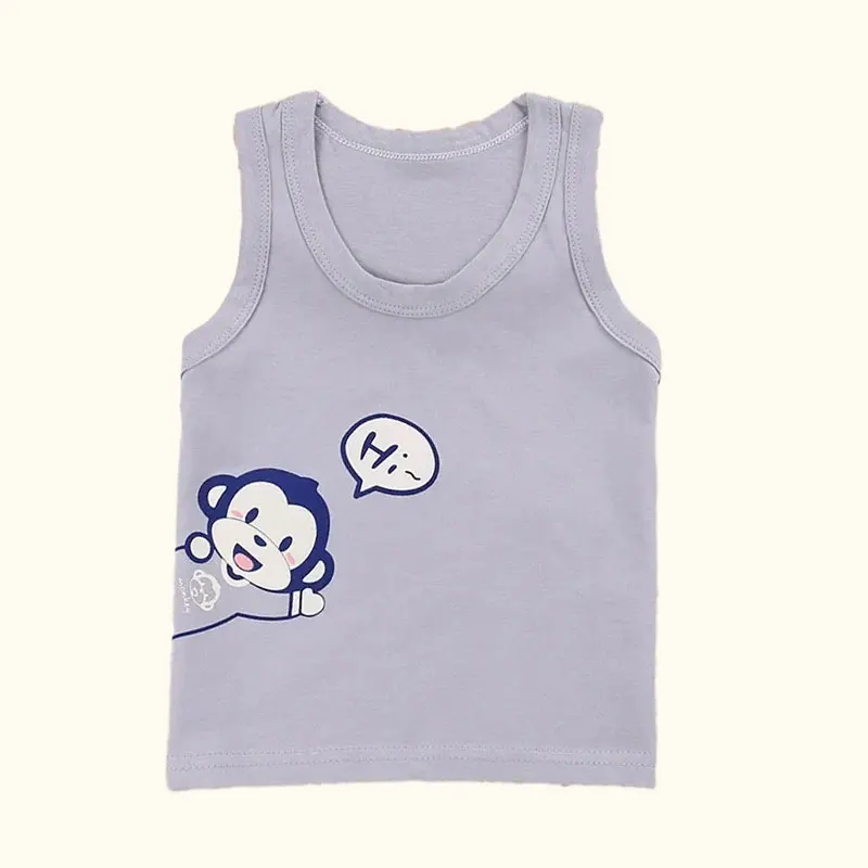 Kids Tops Summer Kids Tops Clothes Tank Sleeveless Breathable Cotton Children T-shirt Vest Top Clothing Outfit Cartoon Boys Girls 0-7Years
