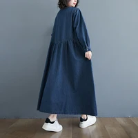 Loose Women's Denim Dr Long Sve Knee-Length plus Size Korean Sle Spring Autumn Casual Faion Single Piece - Image 3
