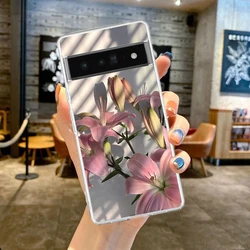 Clear Phone Case with Realistic Lily Flower Print - Soft Cover - Pixel 9 Pro (A1)