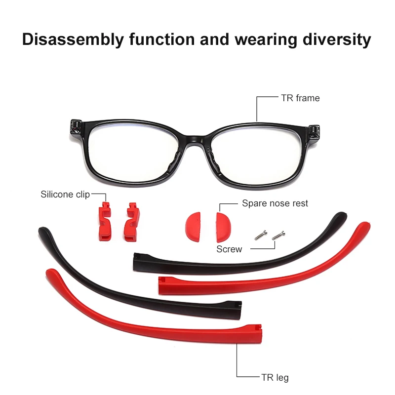 Kids Computer Glasses Blue Light Blocking Filter Gaming Goggles Detachable Child Anti-Blue Ray Eyewear Silicone Eyeglasses