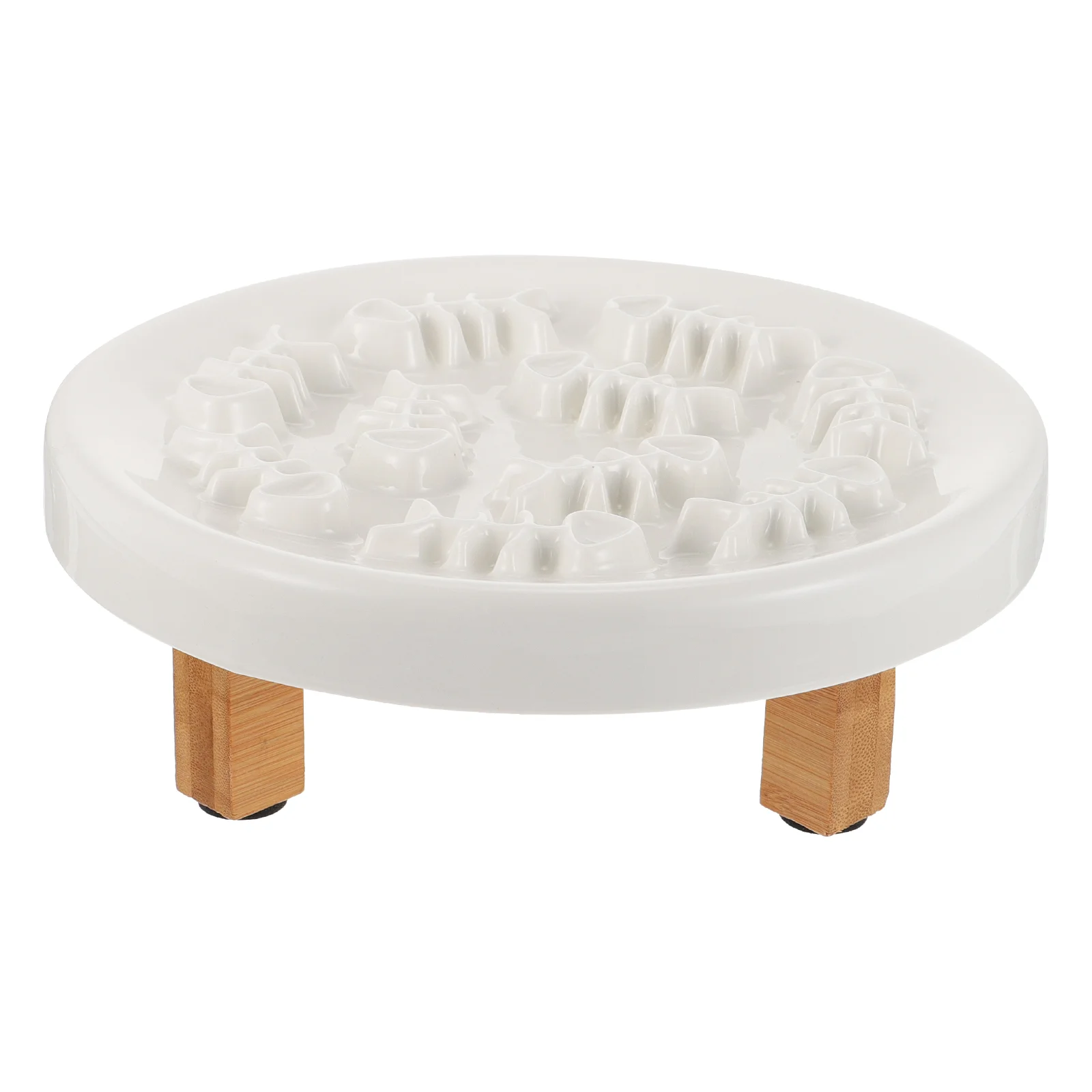 

1 Set Raised Dog Feeder Creative Slow Feeder Ceramic Bowl Pet Feeding Supply