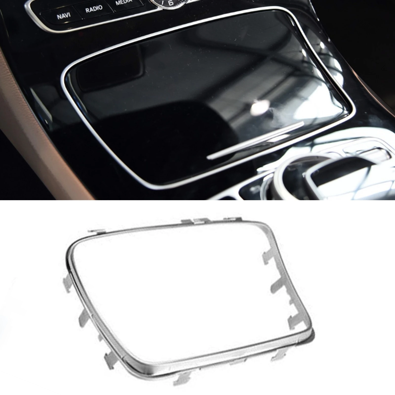 

For Mercedes-Benz E Class W213 W238 CLS W257 Center Console Ashtray Water Cup Holder Panel Strip Trim Chrome Silver Cover Frame