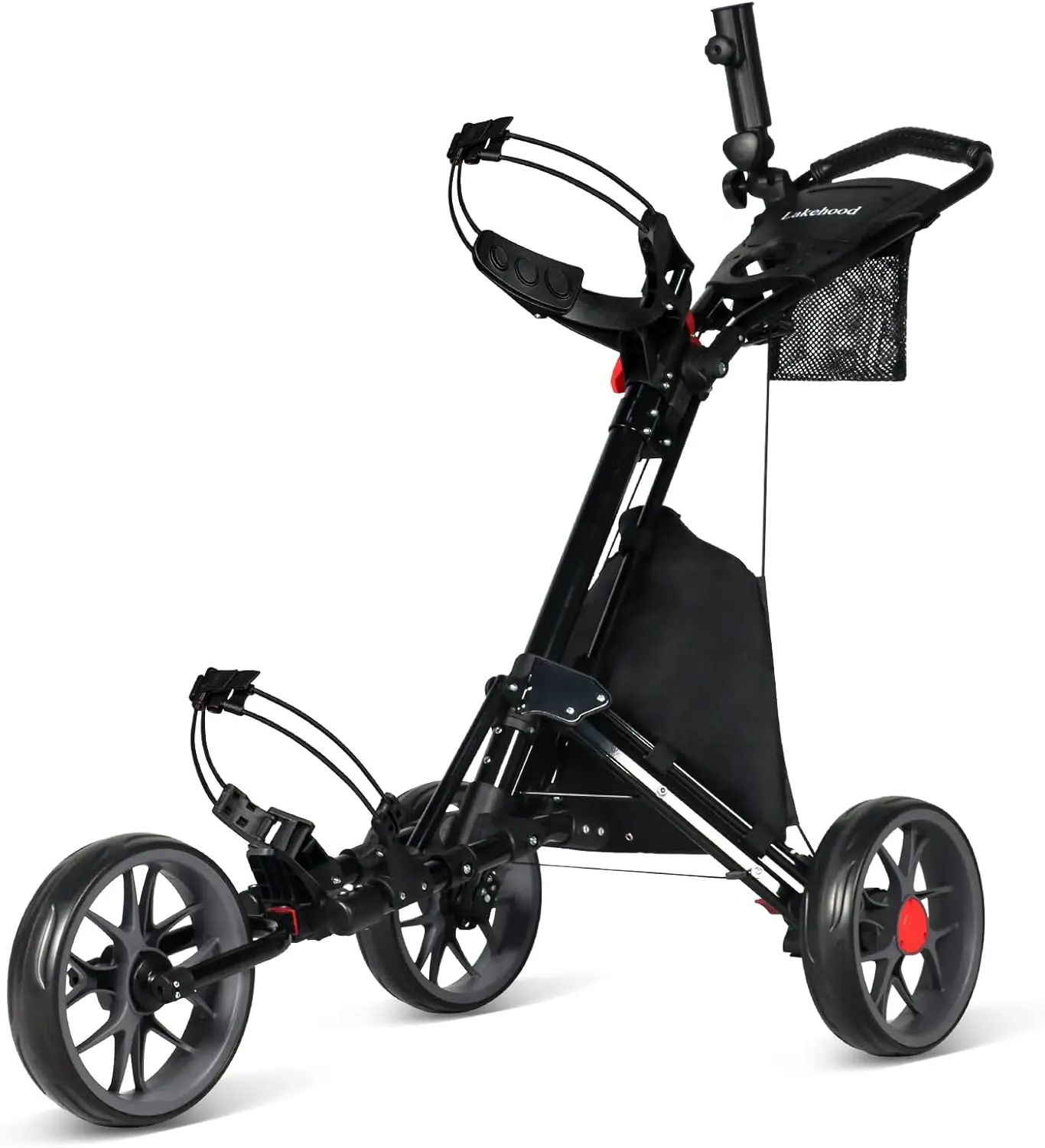 Golf Push Cart, 3 Wheel Push Cart Foldable and Lightweight Pull Cart, Cart Easy to Open/Fold,