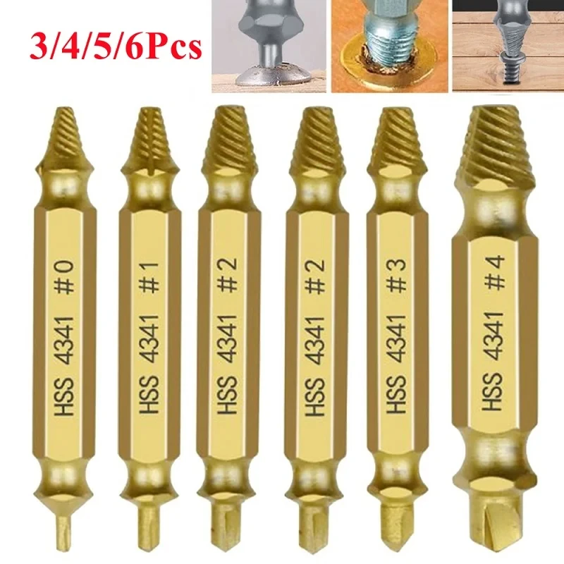 3/4/5/6Pc Damaged Screw Extractor Drill Bit Set Stripped Double Ended Broken Screw Bolt Extractor Remover Easily Demolition Tool