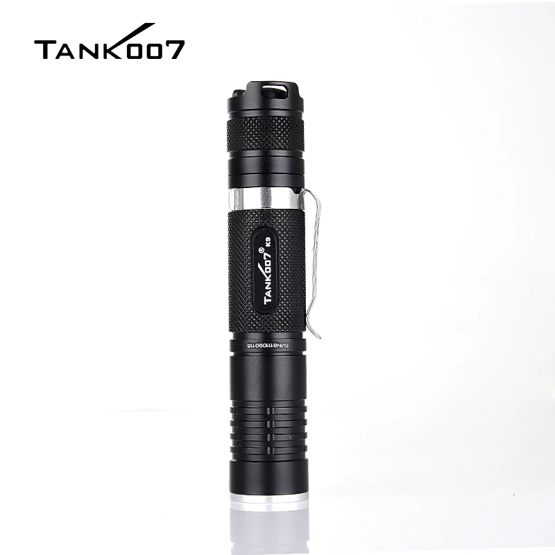 야외 미니 손전등, TANK007 K9, 스트레이트 모양, 휴대용 5 단 조명 모드, 미끄럼 방지, 고출력 토치, 200M, 800LM