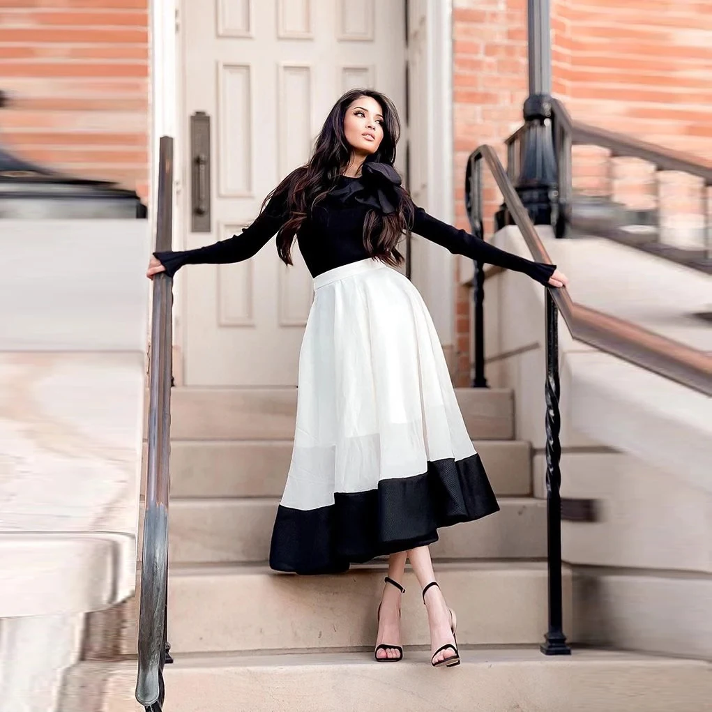 

Pretty Women Skirts Layered 2 Colors Lush Puffy Maxi Skirt for Women Elegance Style Ankle Length Zip Closure