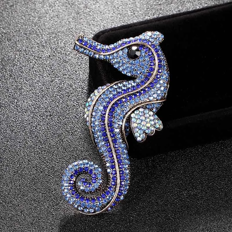 

Donia jewelry cute mix color seahorse Brooch Bright rhinestone animal costume Accessories Women Brooch turban Pin Gift