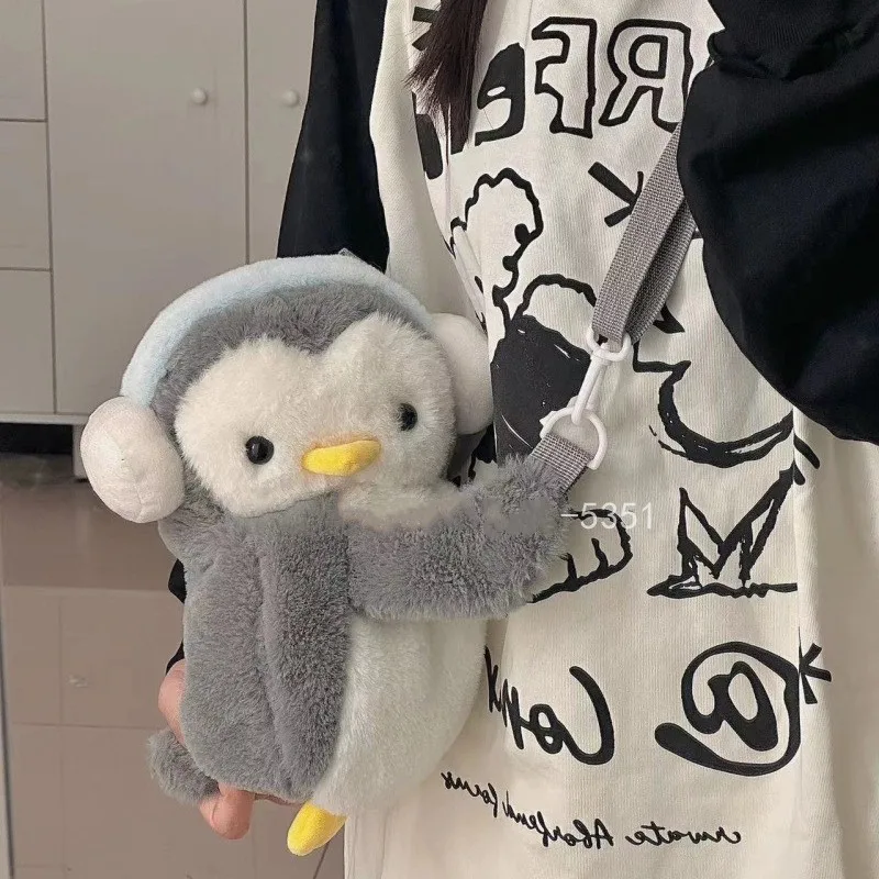 Women Penguin plush mobile Phone bag Backpack Cute backpack girl Cartoon Doll shoulder bag women handbags