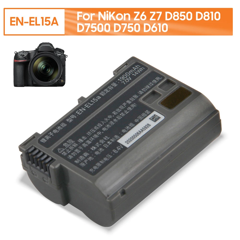 

Camera Replacement Battery EN-EL15A For Nikon D500 Z7 Z6 Z5 D780 D610 D7500 D850 D7200 D7100 D810A D750 D810 D800E D600