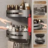 Bathroom Space Aluminum Storage Rack Non Perforated Bathroom Wall Hanging Corner Storage Rack, Gun Gray Triangular Basket 6