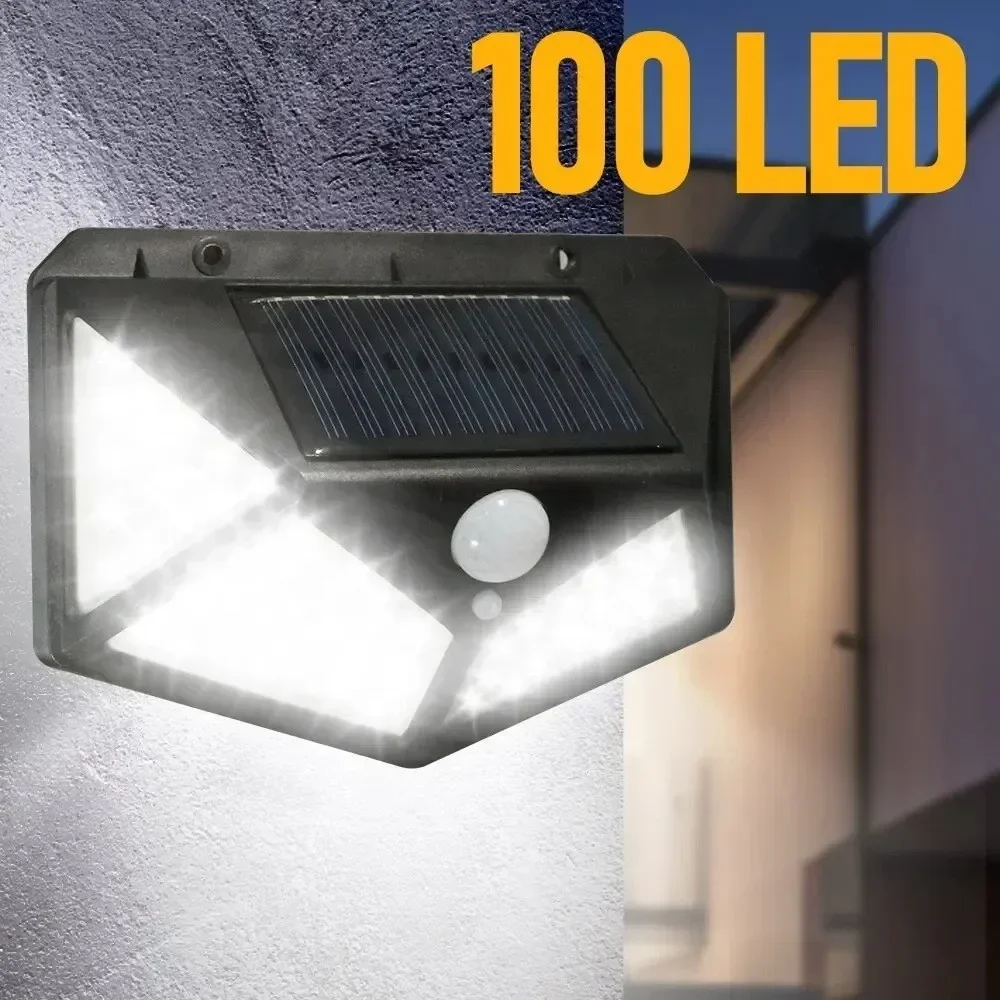 1/2/4pcs Solar Lights Outdoor 100 LED Solar Sensor Motion Light 3 Modes Outdoor Wireless Lamp Wall Lights