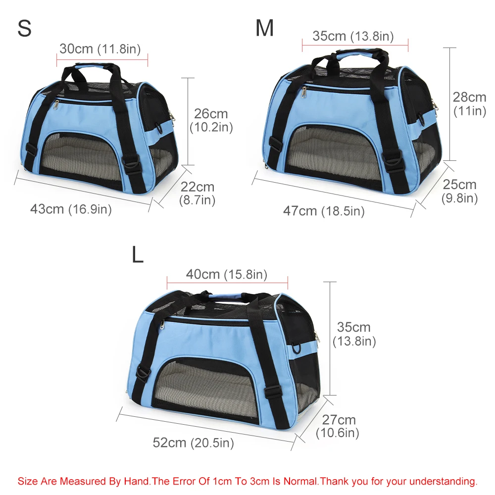 Soft Surface Pet Carrier Cat Bag Outdoor Travel Breathable Pet Handbag Carrier for Dogs With Pad