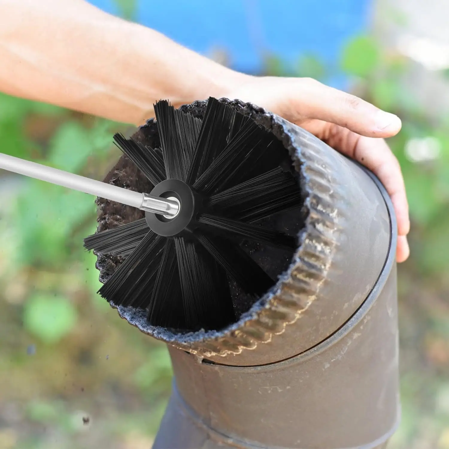 Chimney Sweep Brush Kit with 4 Inch Brush Heads and Flexible Extendable ...