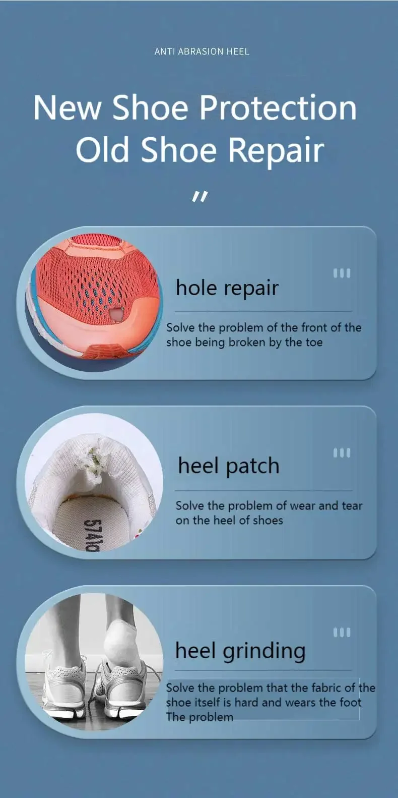 Neue Ferse Aufkleber Ferse Schutz Schuhe Patches Vamp Schuh Reparatur Kit Sport Einlegesohlen Turnschuhe Klebe Patch Reparatur Schuhe Fuß Pflege – Detail 2
