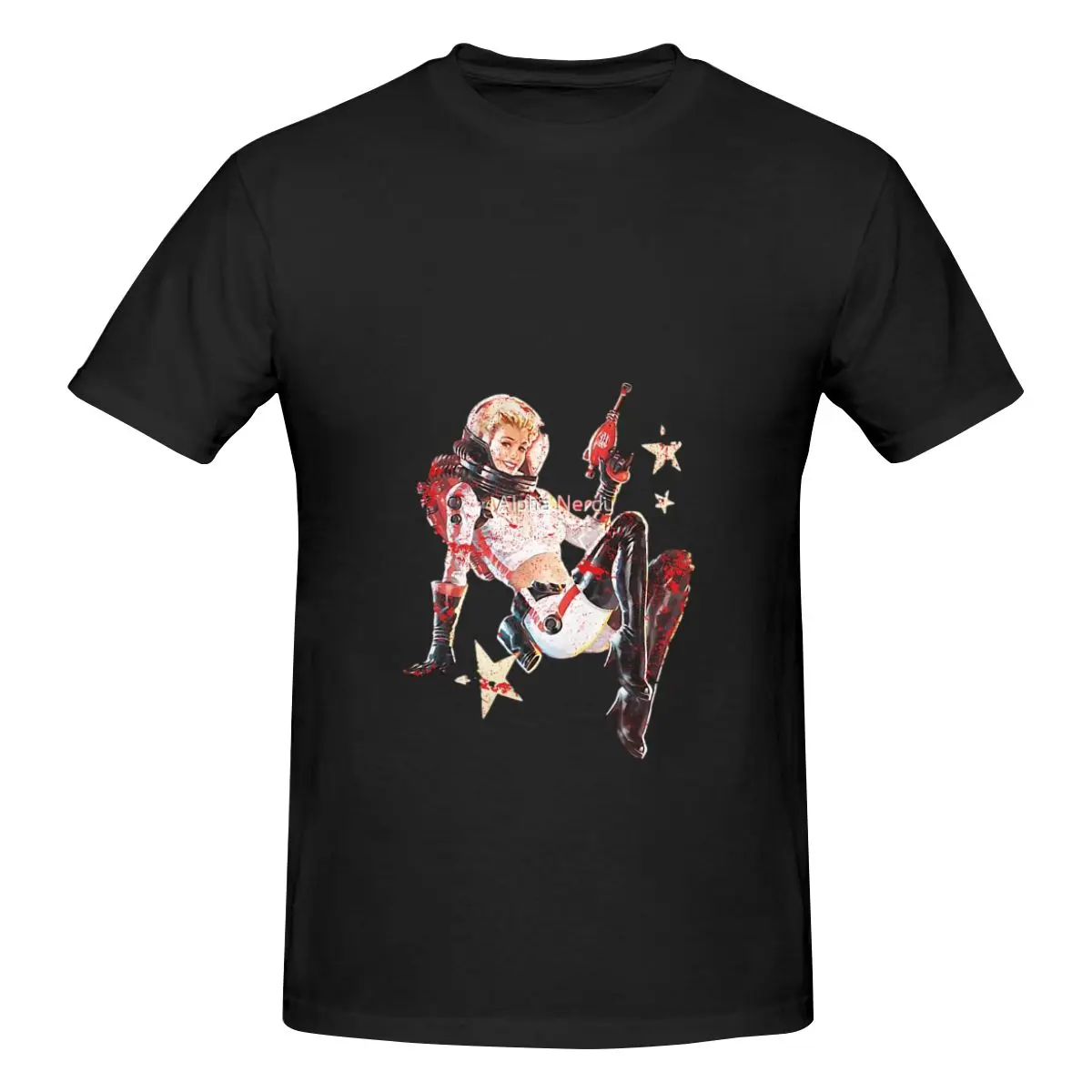

Nuka Pinup Men's 100% Cotton Short Sleeve T-shirt Top Loose Tshirt