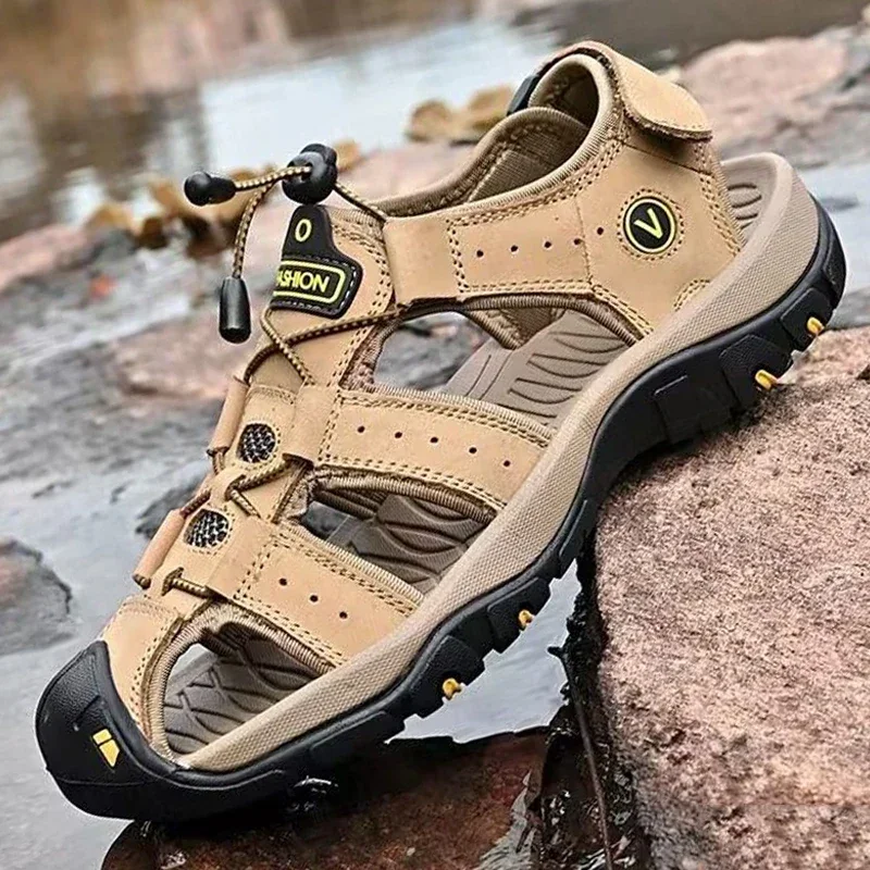Classic Men's Sandals Summer Genuine Leather Sandals Breathable Men Cow Leather Shoes Men Soft Outdoor Roman