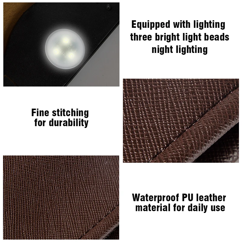 Car Suspension Leather Folding Storage Garbage Bag With LED Light Waterproof Magnetic Adsorption