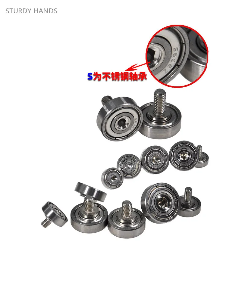 Stainless Steel External Thread Bearing Pulley 10pcs with Bolt Metal Roller Guide Wheel Drawer Track Wheel Furniture Hardware