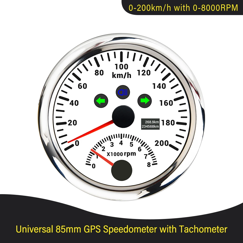 Neueste universelle 85mm gps tachometer 0-120mph 0-200mph mit 0-8000rpm  tachometer rote hintergrund beleuchtung für auto yacht boot 12v 24v