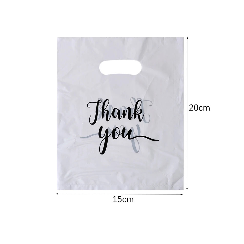 10/50/100Pcs White Gift Packaging Bags Plastic Thank You Bags Gratitude Handbags Retail Shopping Bags Cosmetics Clothing Bags