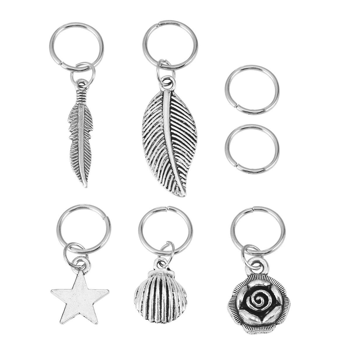 35pcs Headdress Metal Round Ring Braid Headdress Hair Braid Jewelry Leaves Star Hairpin Hair Clips Hair Decorations Anti-Rust