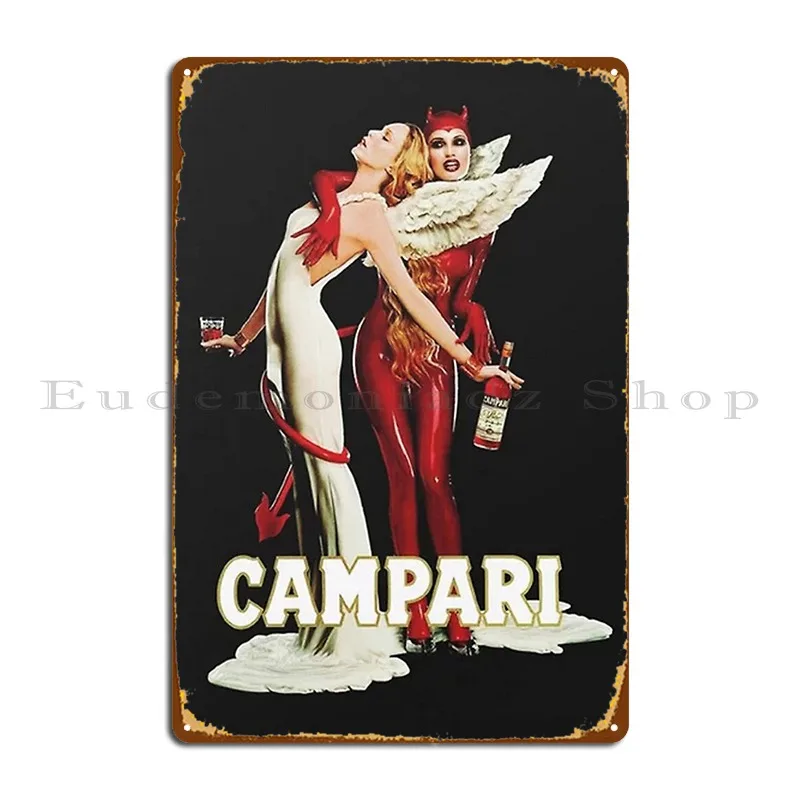 Vintage Campari Italian Bitters Antipasto Angelo E Diavolo Pubblicità Insegne In Metallo Custom Character Design Pub Tin Sign Poster