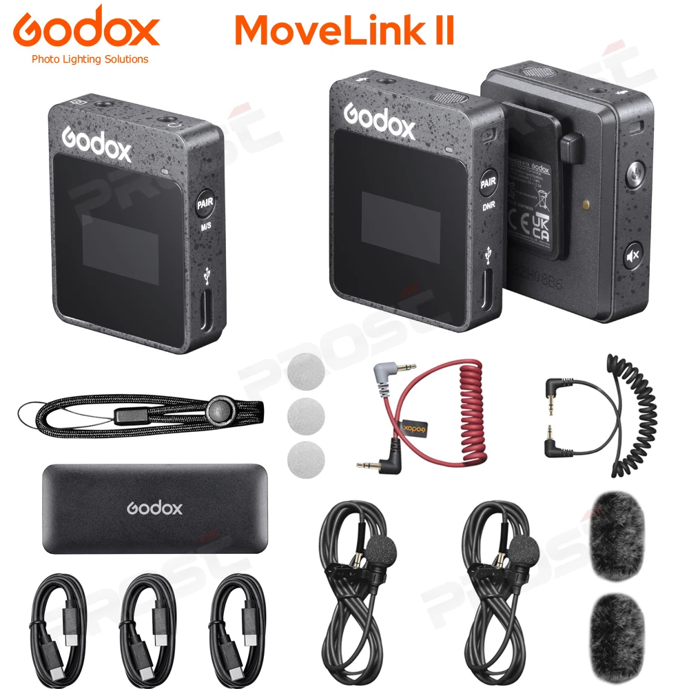 

Godox MoveLink II M1 M2 Wireless Lavalier Microphone Transmitter Receiver for Phone DSLR Camera Smartphone 2.4GHz Wireless Mic