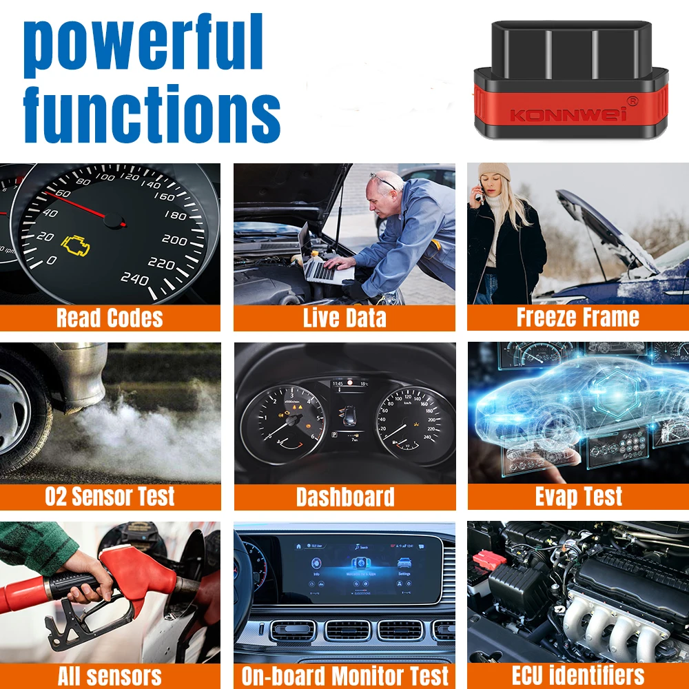KONNWEI KW901 ELM327 V1.5 Bluetooth 5.0 for Android/IOS OBDII OBD2 Scanner ELM 327 V1 5 Auto OBD 2 Car Diagnostic Tools 3
