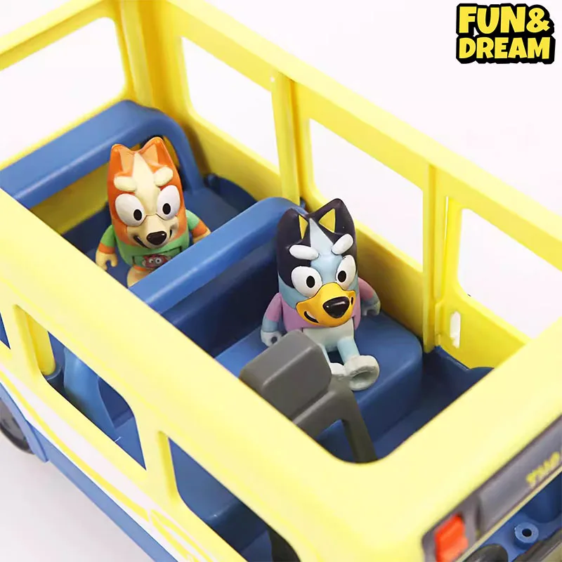 The Bluey Family And Friends Cute Bluey Dolls Movable Table Ornaments Children'S Toys School Bus Ornaments Birthday Present 6