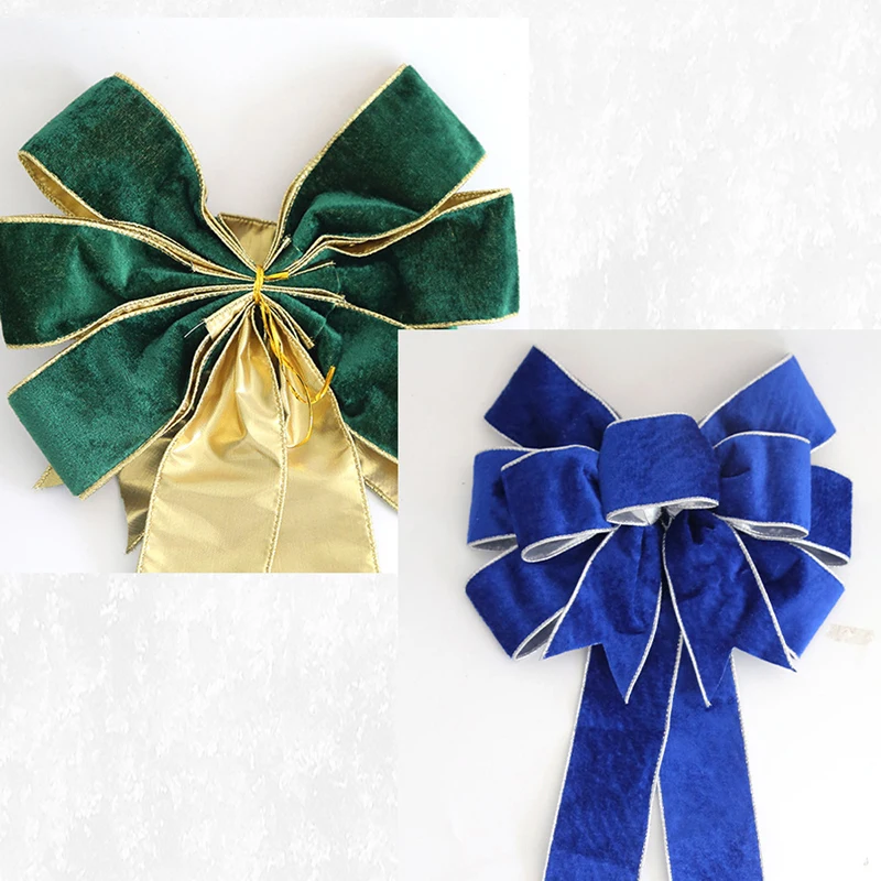 Description Picture 5 of itemChristmas Tree Topper Bow Golden Edged Large Velvet Bow Holiday Ornament for Home Office Party