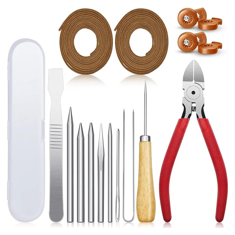 A11I 16 Pcs 장갑 Relacing 키트 야구 소프트볼 미트 수리를위한 바늘 가죽 커터 스크래치 Awl 도구