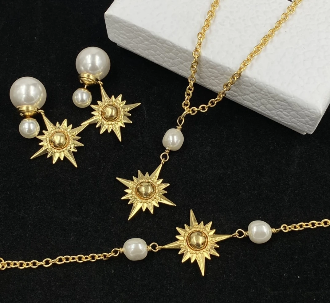

High quality pearl retro luxury earring set for women