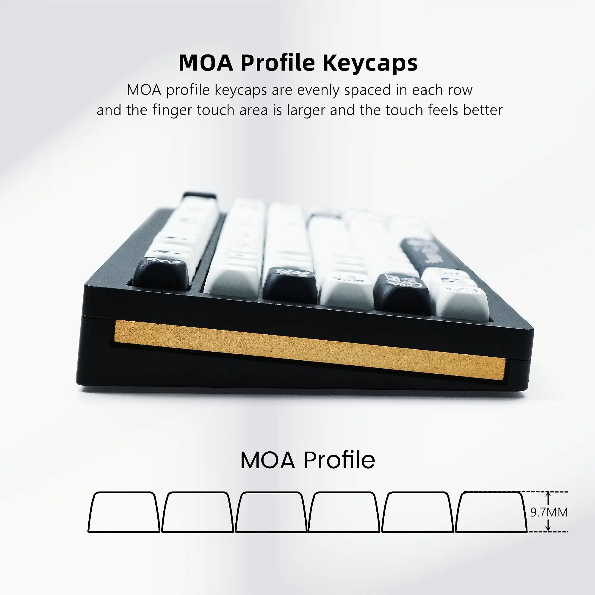 Pbt Keycaps Customs Dye Sub Key Caps 61 87 104 Cherry mx Switch Gaming Teclado Mecânico 132 Teclas Perfil Moa Preto Branco Pbt - Imagem 6