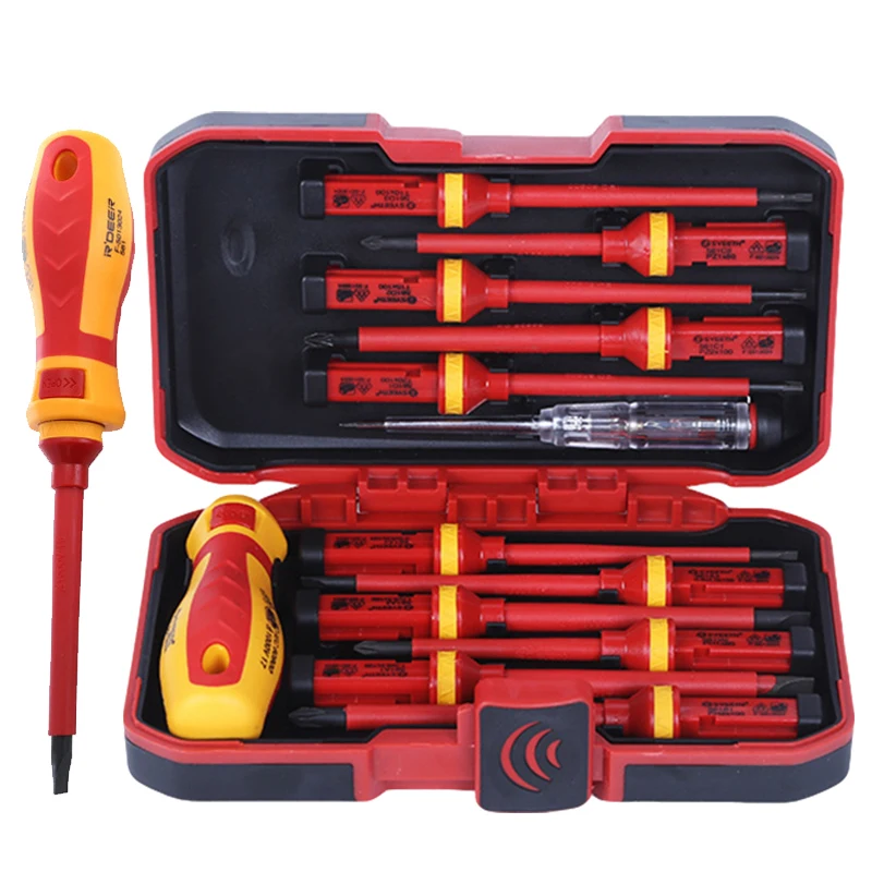 

13/Pcs VDE Insulated Screwdriver Set 1000V Slotted Phillips Screw Driver Bits Kit With Tester Pen Electricians Hand Tools