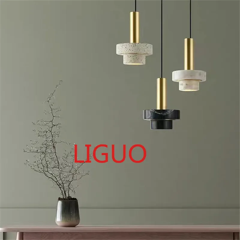 

Marble pendant light Nordic Bedroom Bedside minimalist potlight Led Bar Restaurant Stone dining room light fixtures