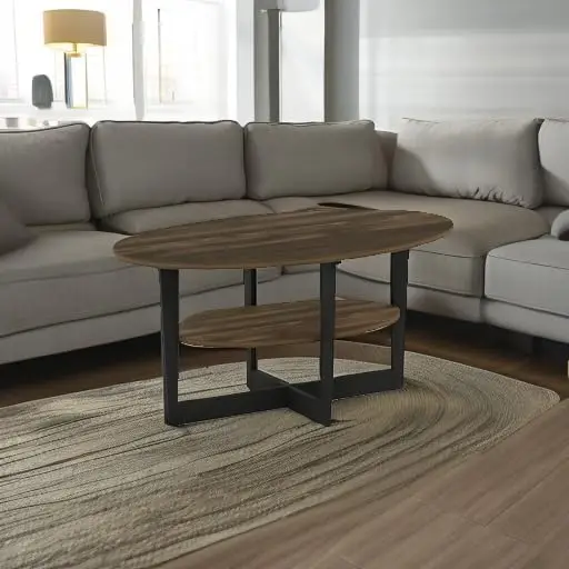 Coffee Table, 1-Pack, Columbia Walnut/Black， living room furniture 6
