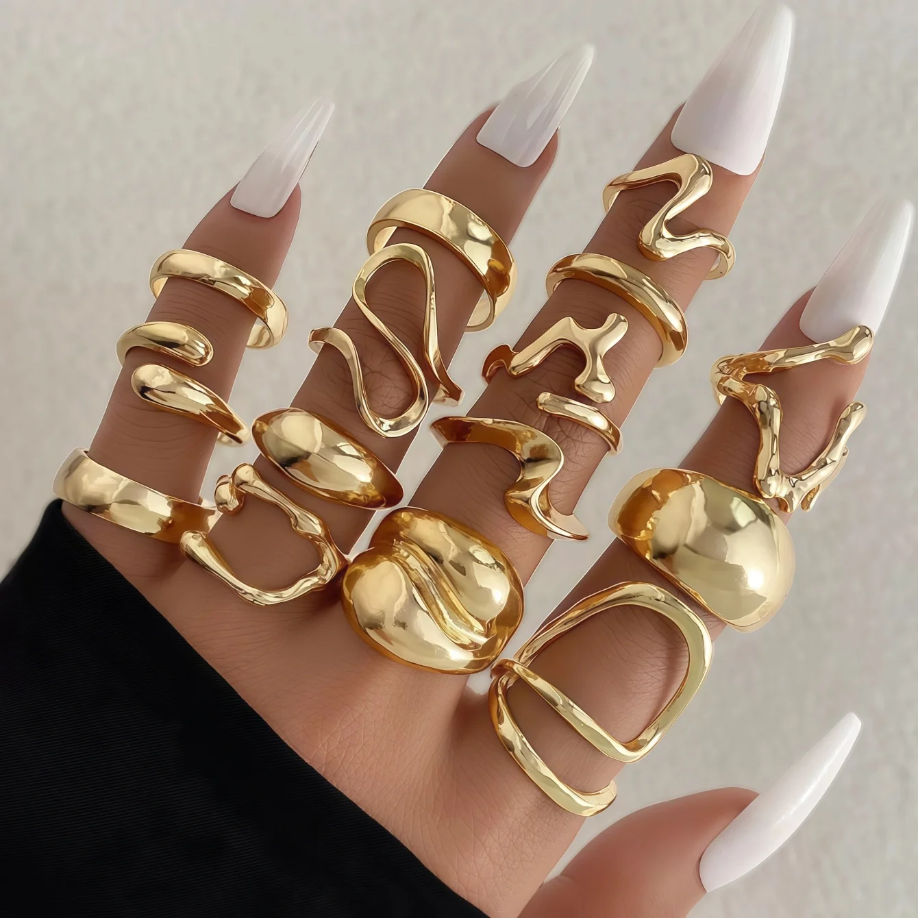 10/15/20/30Pieces Fashion Geometry Irregular Open Rings Set For Women Mix Style Simple Trendy Jewelry Party Gifts 4
