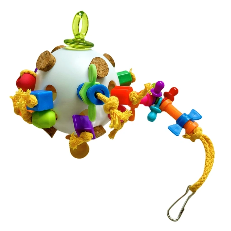 

C90D Bird Toy Tearing Chewing Toy for Teeth Plastic Wiffle Ball Cage Hanging Toy