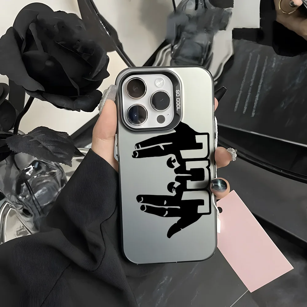 rappeur jul c'est cool coque de téléphone pour iphone 16 15 14 13 12 11 pro max noir mat multicolore laser métallique aurora funda