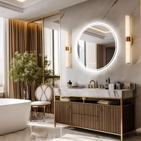 LUVODI Intelligent Illuminate Big Round Mirror for Bathroom Touch Screen Dimmable Anti-fog Bathroom LED Light Mirror - Image 4