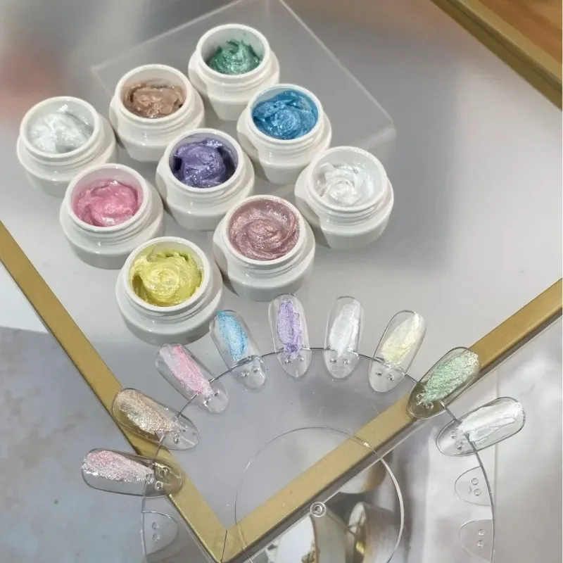 9colors/set 2.5ml Color Fairy Powder Cream Gel Nail Polish Texture Paste Texture Three-dimensional Modeling Glue Nail Art Design