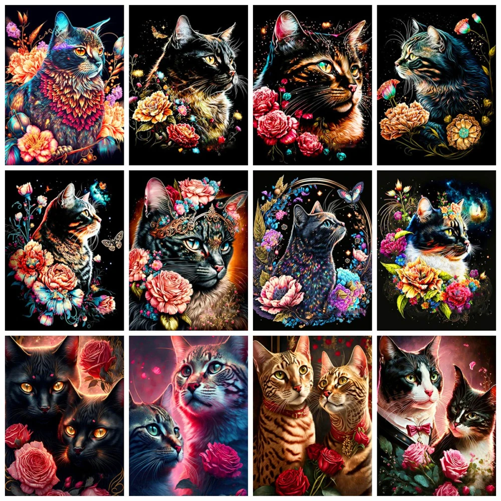 Cat Diamond Painting Novelties Animal Full Square Round Diamond Embroidery  Flower 5D Mosaic Art Handmade Gift Wall Decor - AliExpress