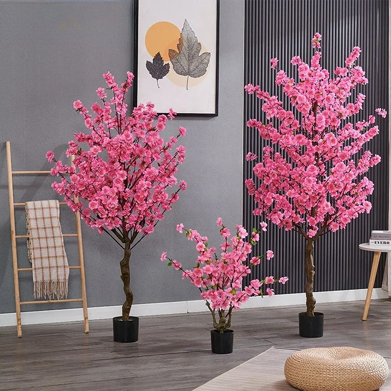 

Simulation Peach Tree Fake Tree Potted Indoor Decoration Cherry Blossom Plastic Plant Bonsai Big Wishing Tree Peach Branch