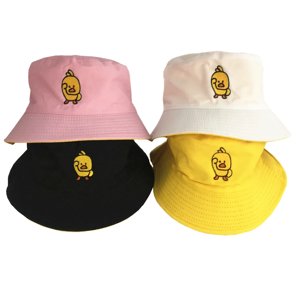 

Men Women Duck Bucket Hat Hip Hop Fisherman Panama Embroidery Cotton Outdoor Summer Casual Swag Cap