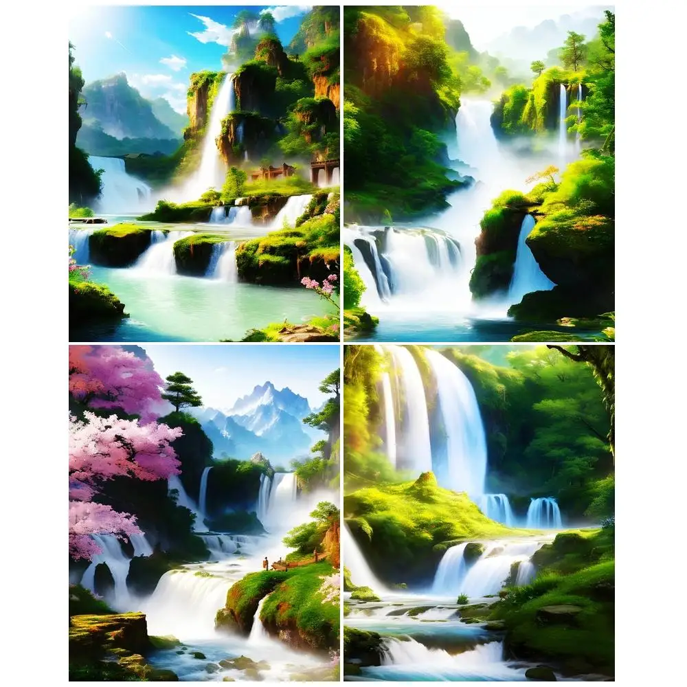 

GATYZTORY Рисование по номерам для взрослых водопад картины по номерам Рисование по номерам на холсте Ручная работа уникальный подарок