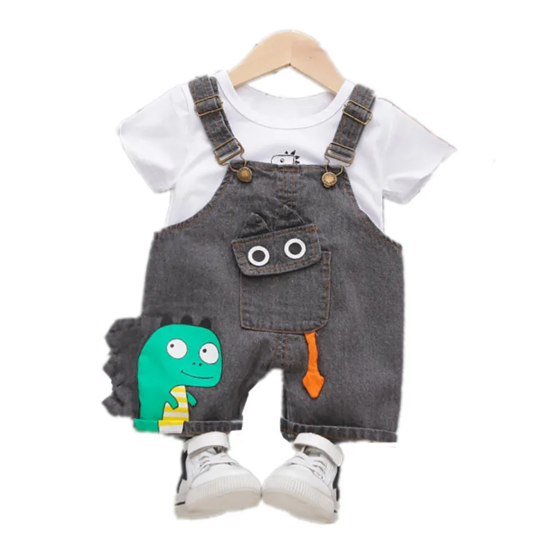 

New Summer Baby Girl Clothes Suit Children Boys Short Sleeved T-Shirt Overalls 2Pcs/Sets Toddler Casual Costume Kids Tracksuits
