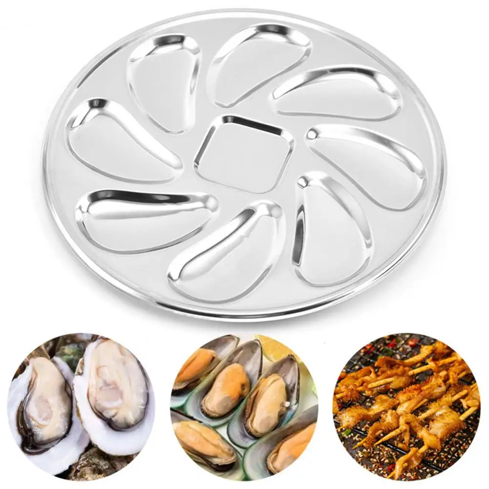 Oyster Serving Plate Simple 8 Slots Seafood Grilling Oysters Dish 8 Slots Oysters Tray