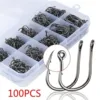 10 styles 100PCS Fishing Hooks Kits Worm Catfish Hooks Equipment Supplies Suitable for Shellfish Squid Crucian Carp 1