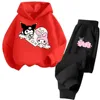 Cartoon Printed Kuromi Children's Tops Hooded Multi Color Girls' Clothing with Warm Thick Pants Sanrio Autumn and Winter New 4